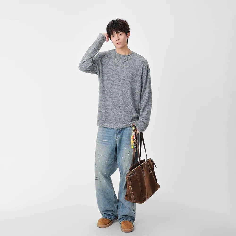 Cozy Knit Crew Neck Long Sleeve T-Shirt