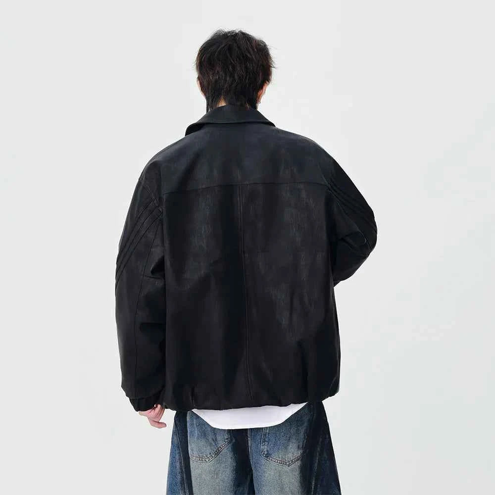 Y2K Trendy Loose Fit Faux Leather Jacket
