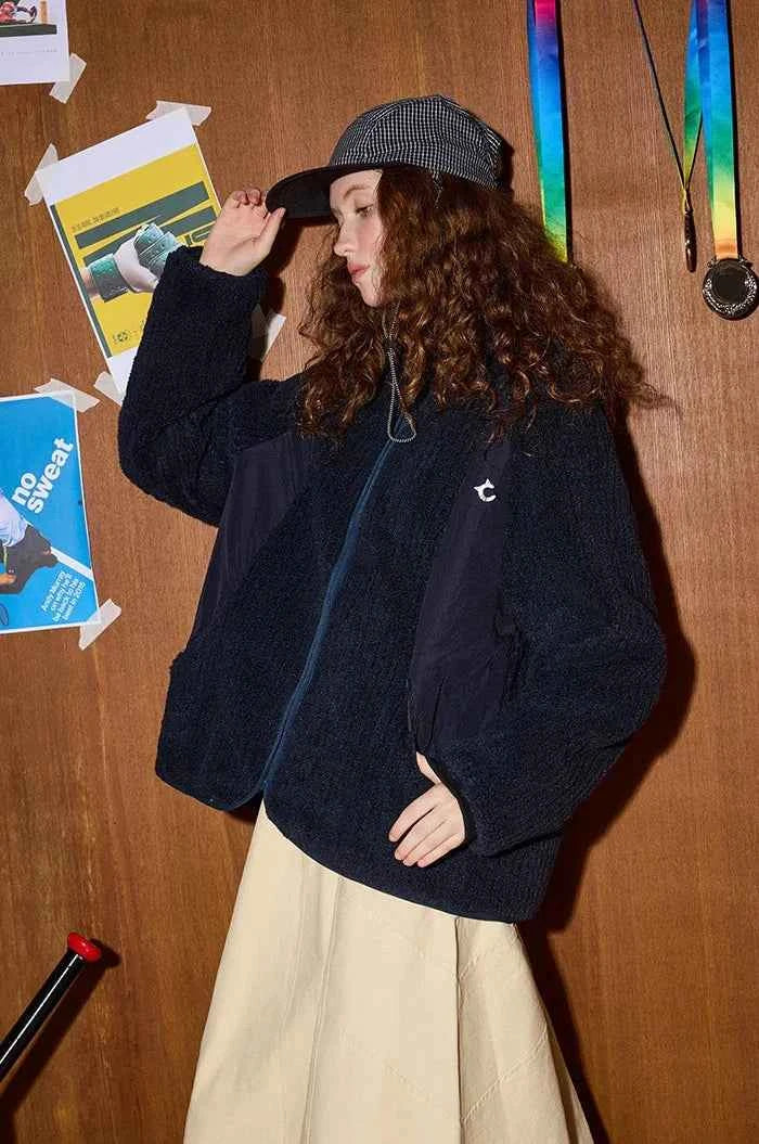 Y2K Stylish Embroidered Patchwork Furr Jacket