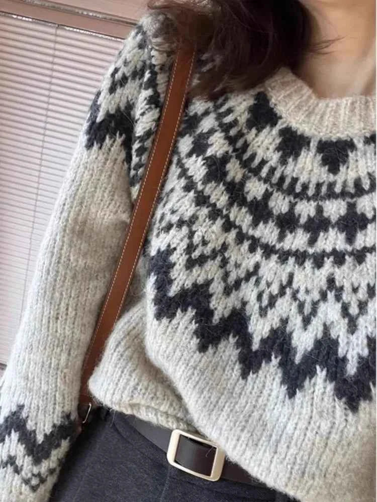 Soft Retro Fair Isle Knit Sweater