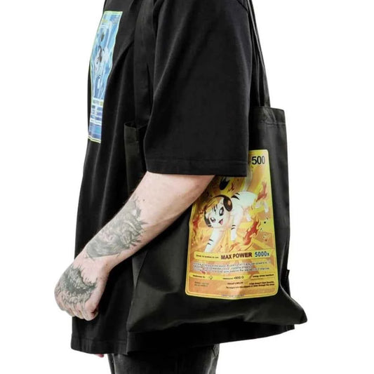 Black Graphic Print Punk Tote Bag
