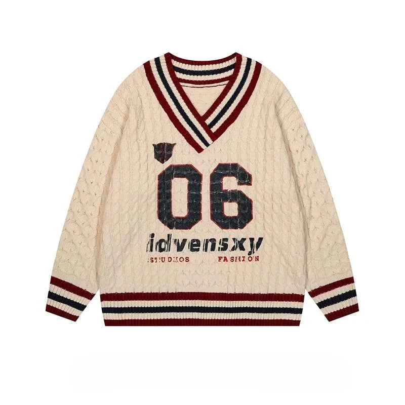 Cozy Vintage Letter Print Oversize Sweater