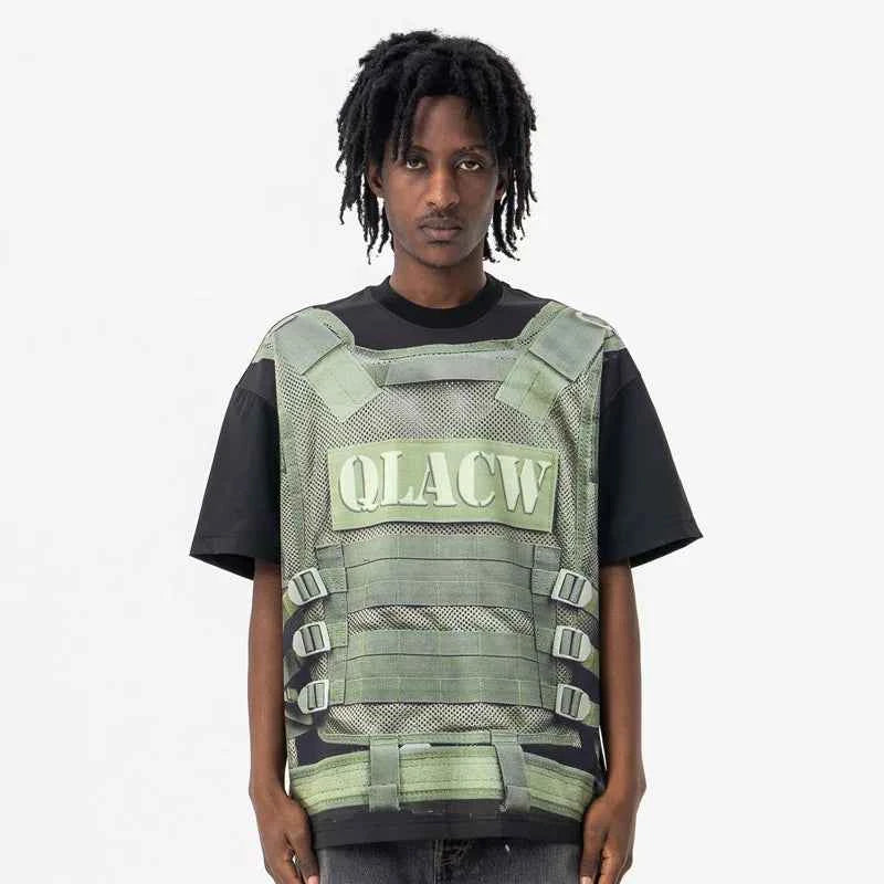 Streetwear High-Street Vest Printed T-Shirt