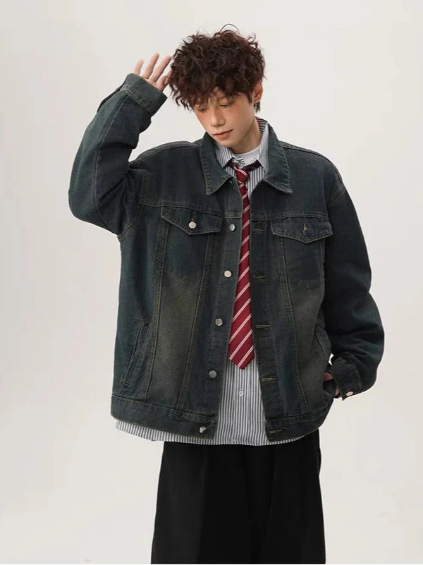 Trendy Blue Free Draping Casual Denim Jacket - Luxuryurbanwear