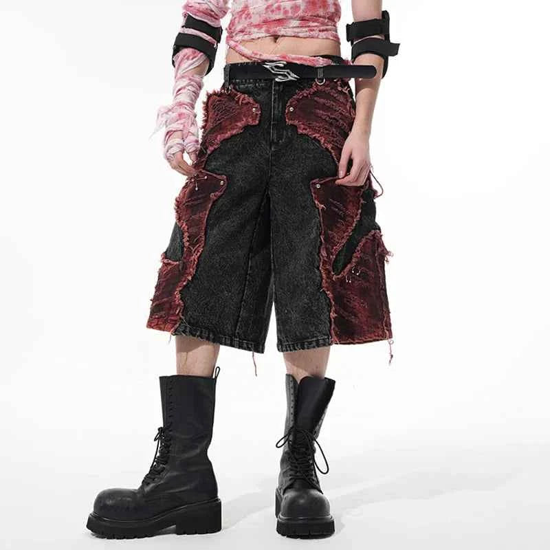 Vintage Patchwork Distressed Denim Jorts