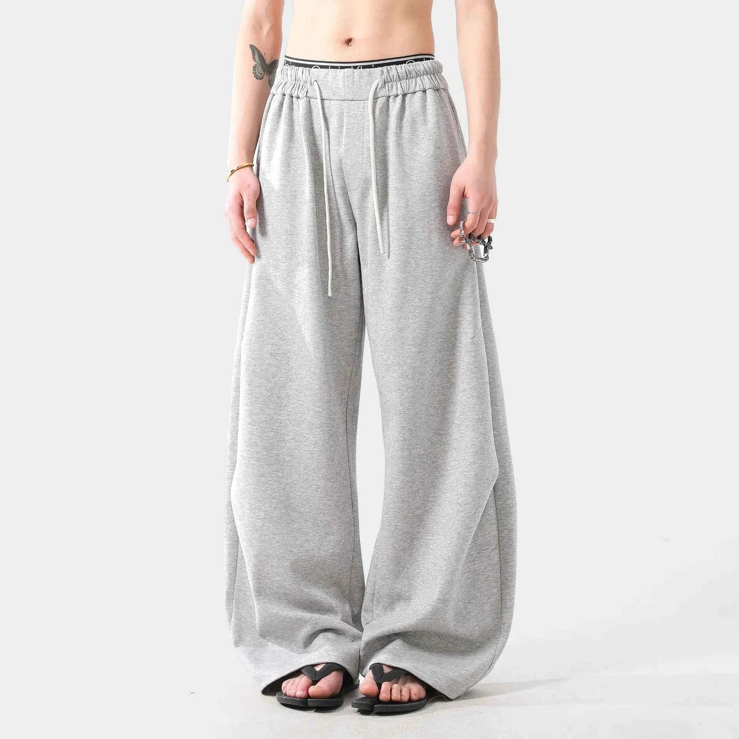 Streetwear Gray Baggy Wide Leg Sweatpants
