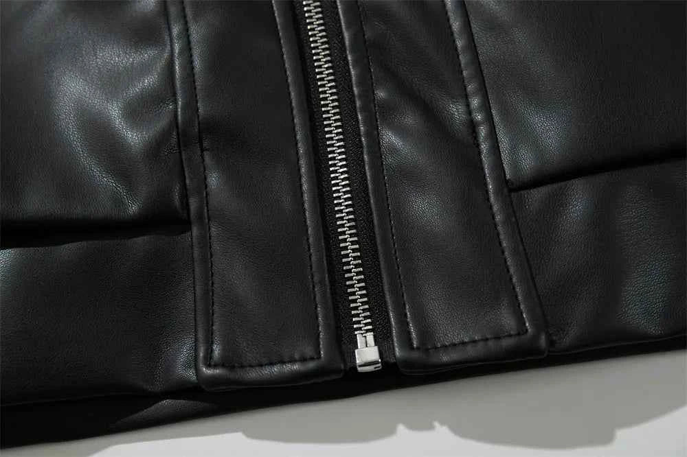 Premium Casual Spliced PU Leather Motorcycle Jacket