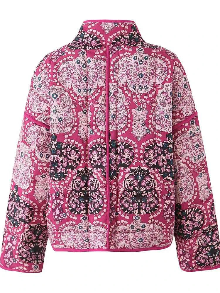 Purple Floral Boho Chic Padded Jacket
