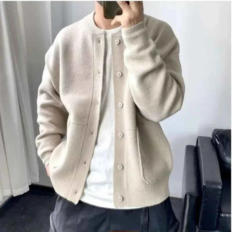 Y2K Knitted Solid Color Button-Up Cardigan