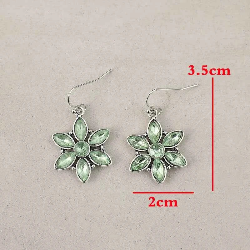Green Stone Vintage Silver Dangle Earrings