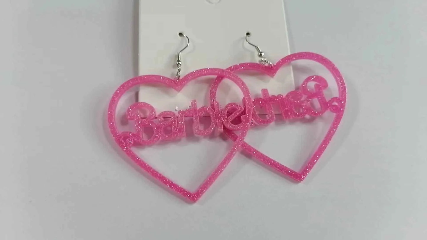 Luxury Creative Acrylic Barbie Heart Earrings