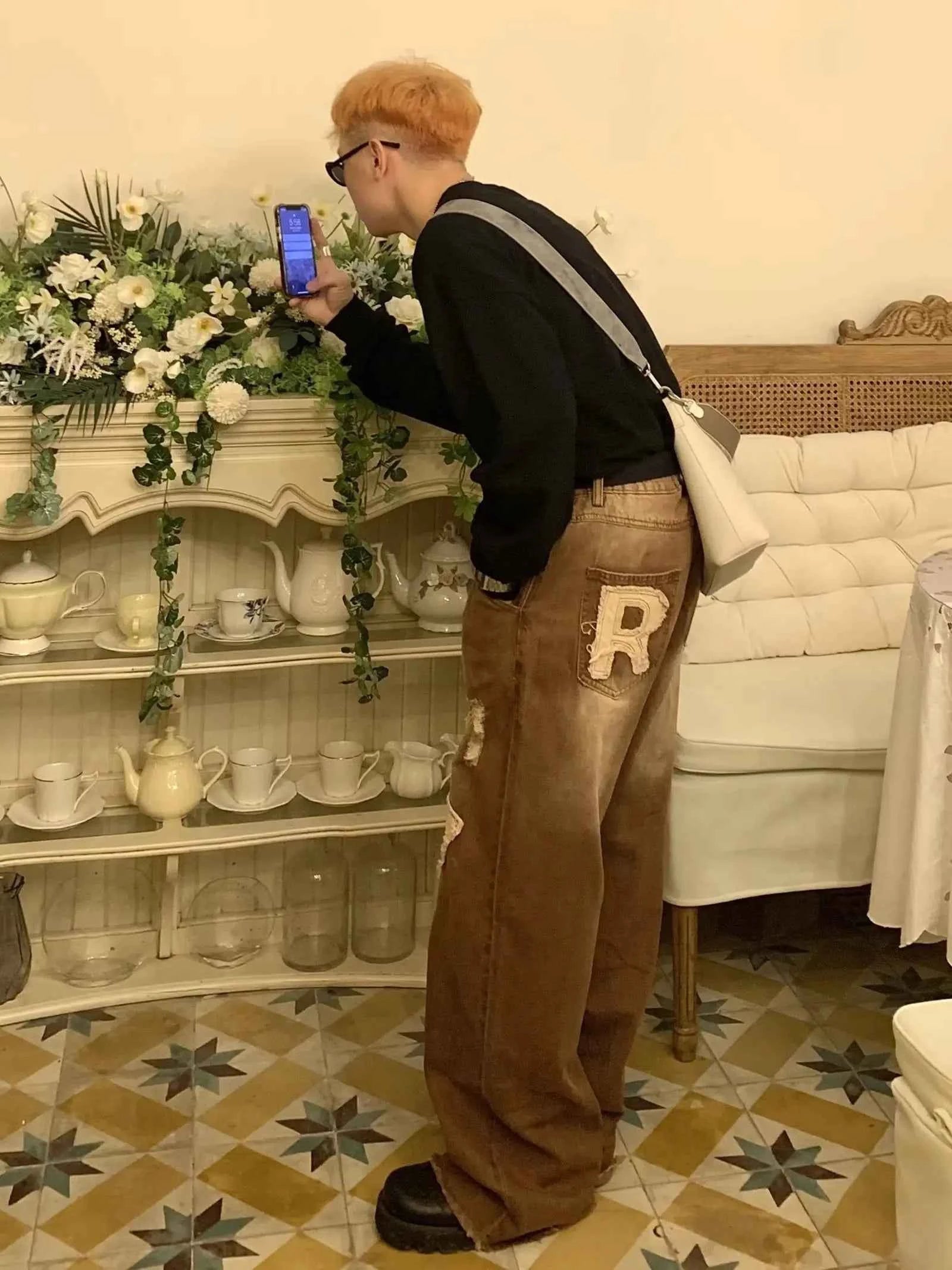 2000s Style Patchwork Wide Leg Jeans