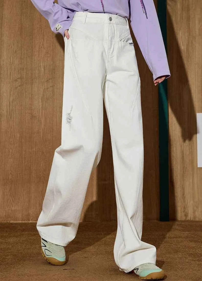 Light Wash Relaxed Fit Wide Leg Denim Jeans