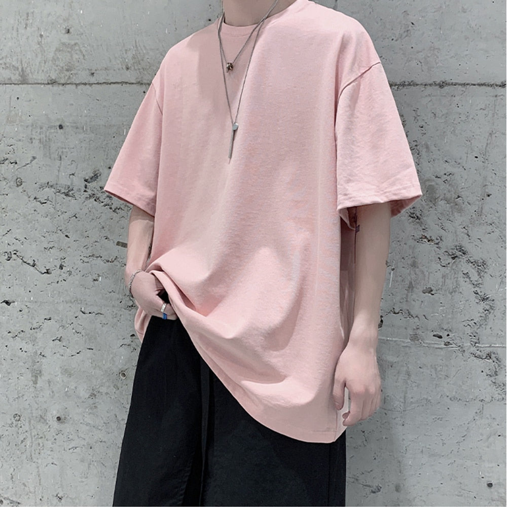 Loose Round Neck Plain T-Shirt