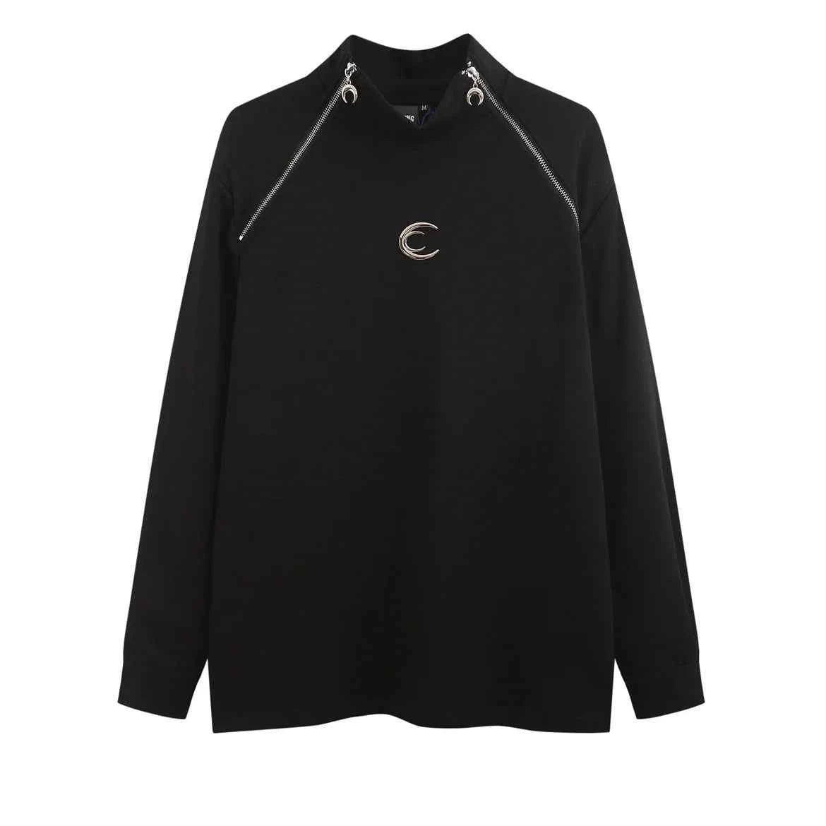 Streetwear Casual Zipper Shoulder Pads Sweatshirt