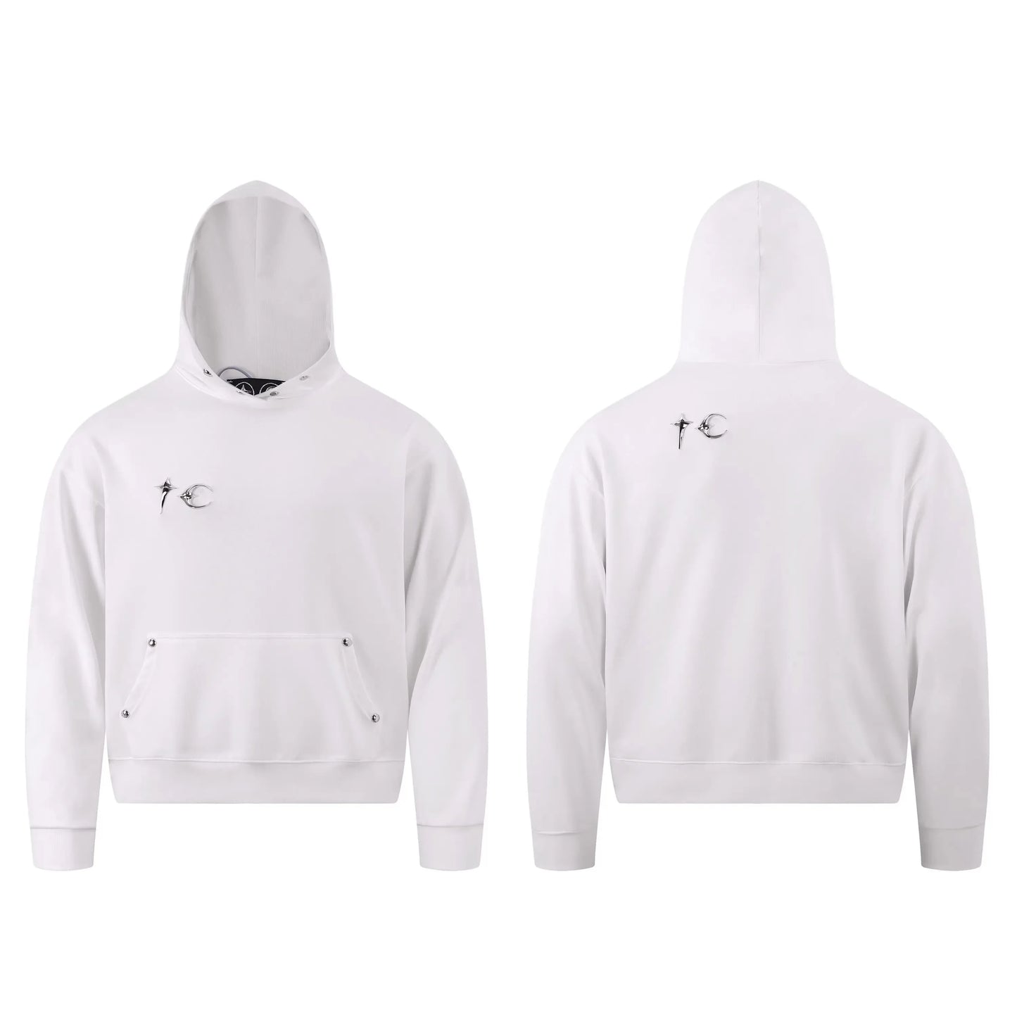 Metal Logo Star Moon Printed Hoodie - Luxuryurbanwear