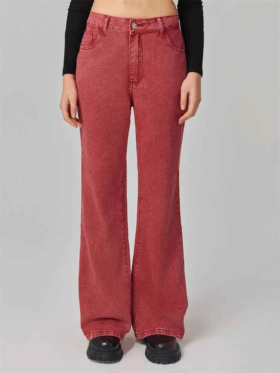 Red Streetwear Low Waist Jeans