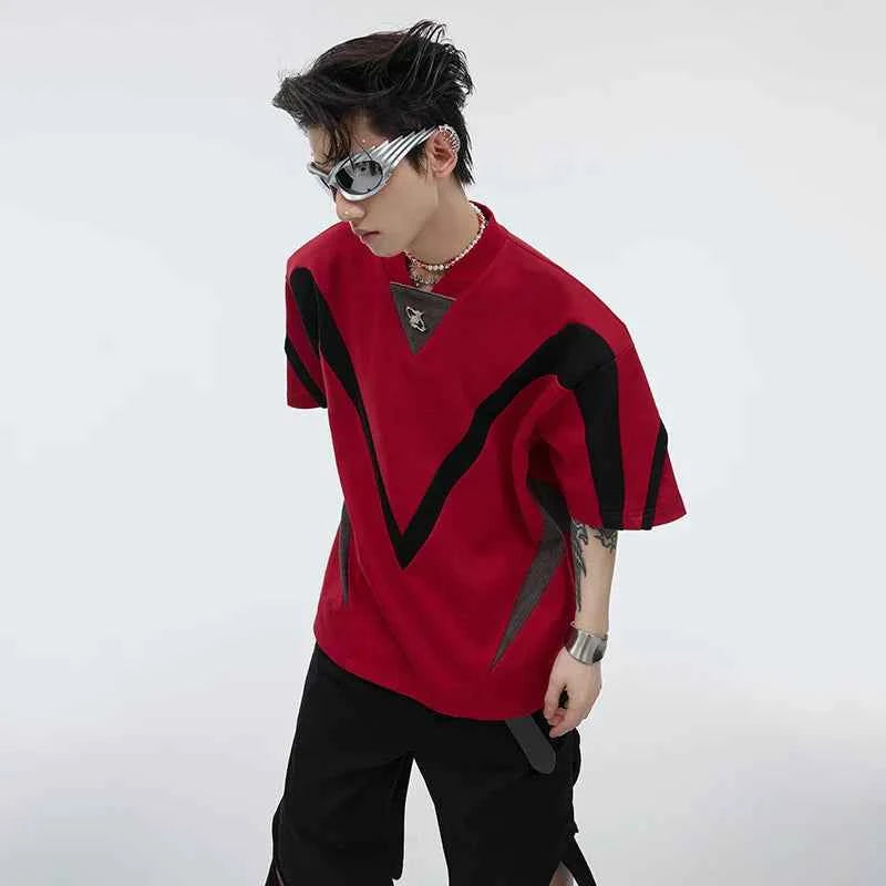 Color Contrast Design Short Sleeve T-Shirt