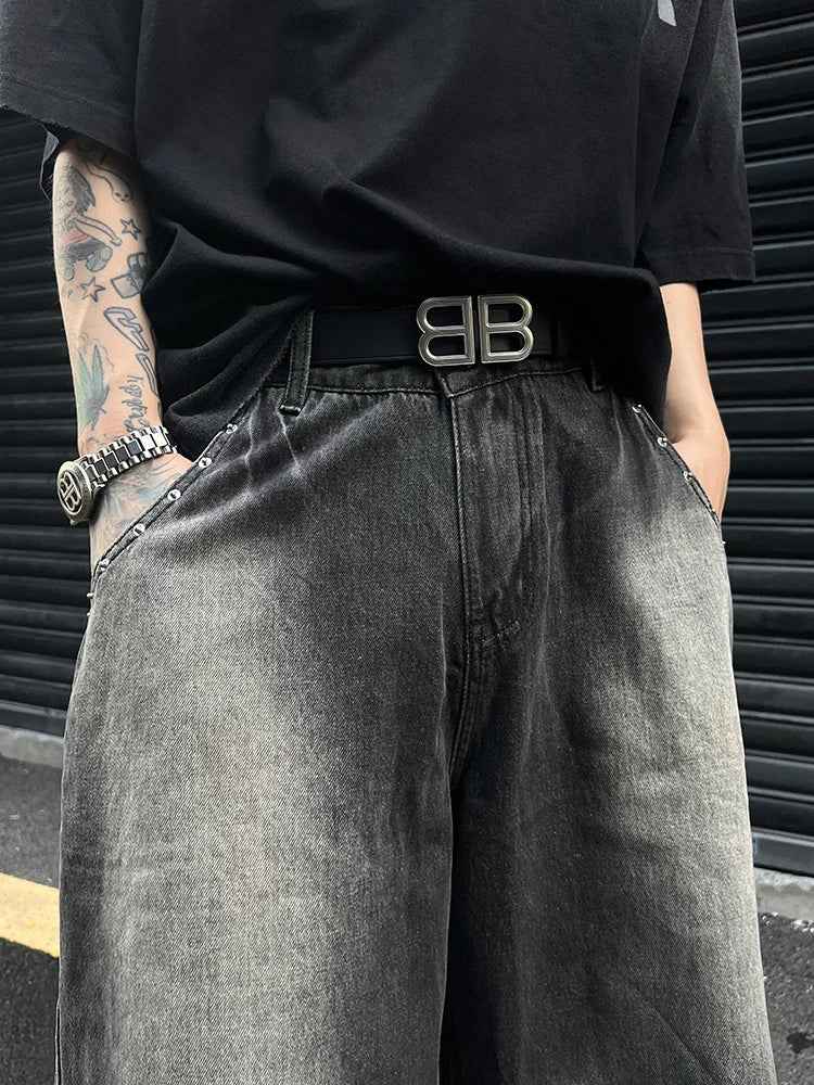 Gradient Rugged Look Washed Denim Jorts