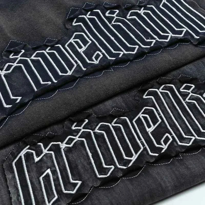 Oversized Streetwear Grunge Embroidered Patch T-Shirt