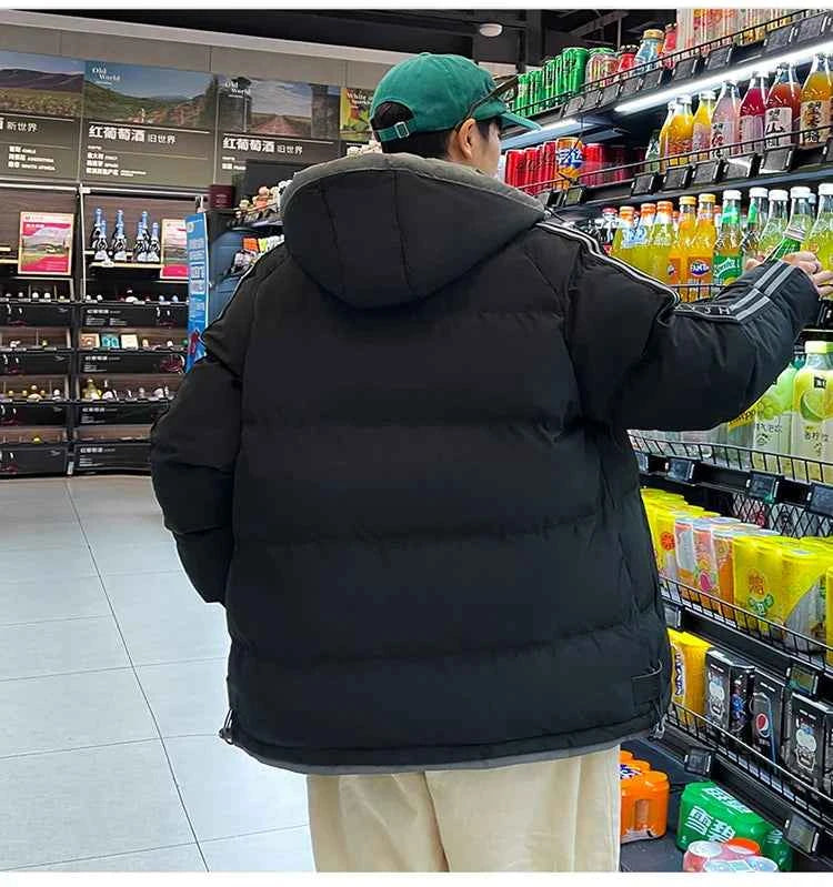 Warm Cotton Striped Sleeve Puffer Jacket
