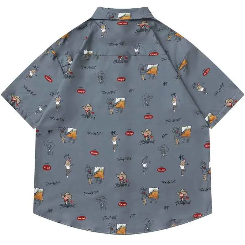 Plush Colorful Van Gogh Graphic Oversize Shirt