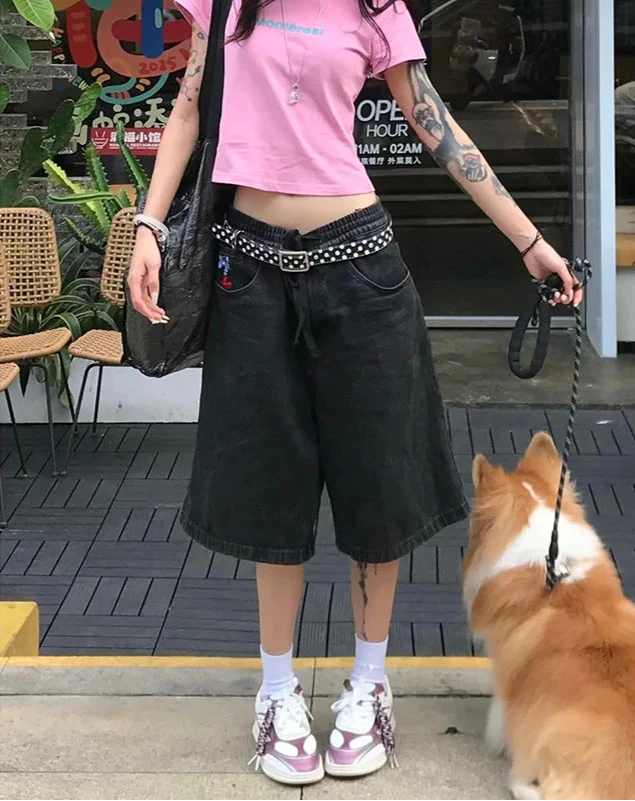 Women American Retro High Waist Slim Denim Short - Luxuryurbanwear