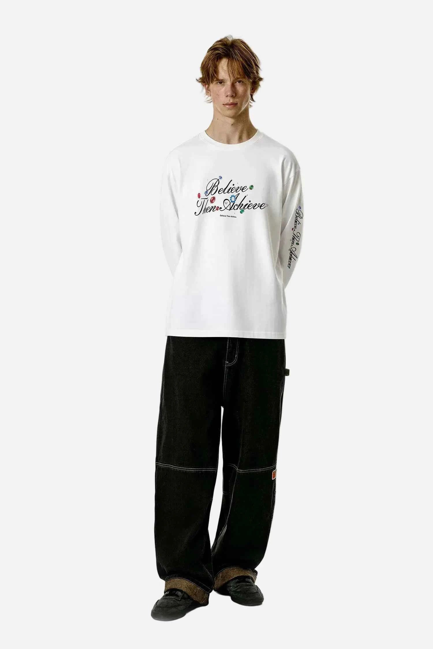Soft Gem Print Crewneck Long Sleeve T-Shirt