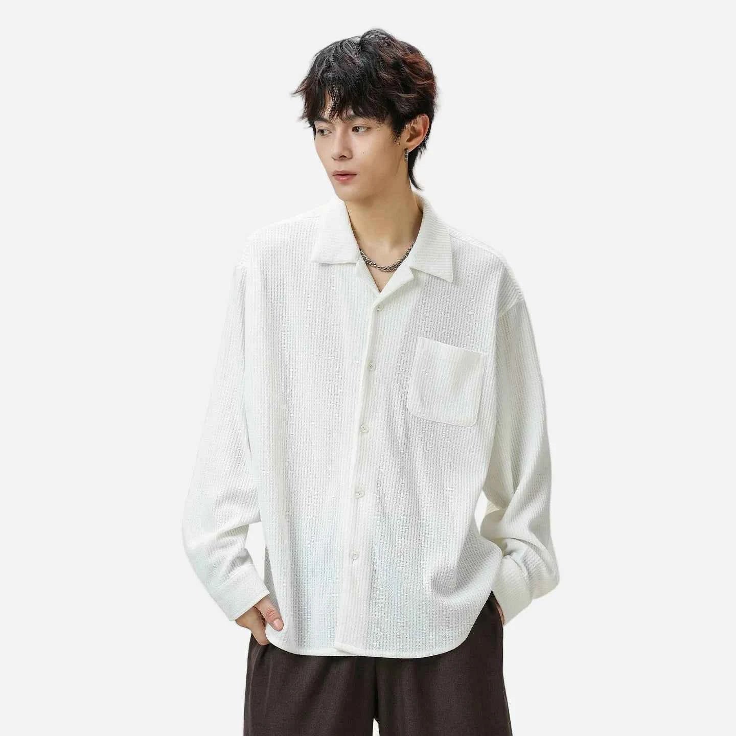 Vintage Oversized Flannel Cuban Collar Shirt