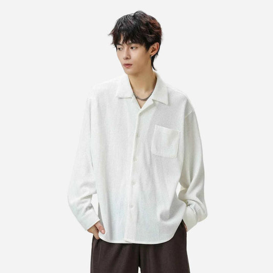 Vintage Oversized Flannel Cuban Collar Shirt