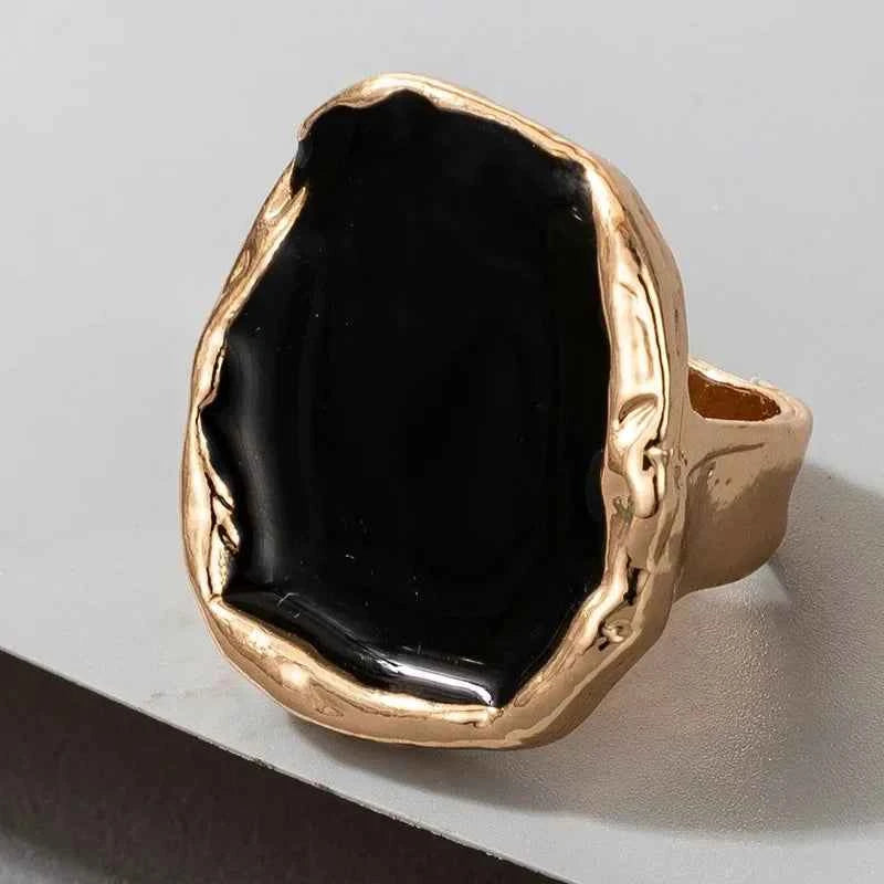Gothic Large Black Irregular Ring