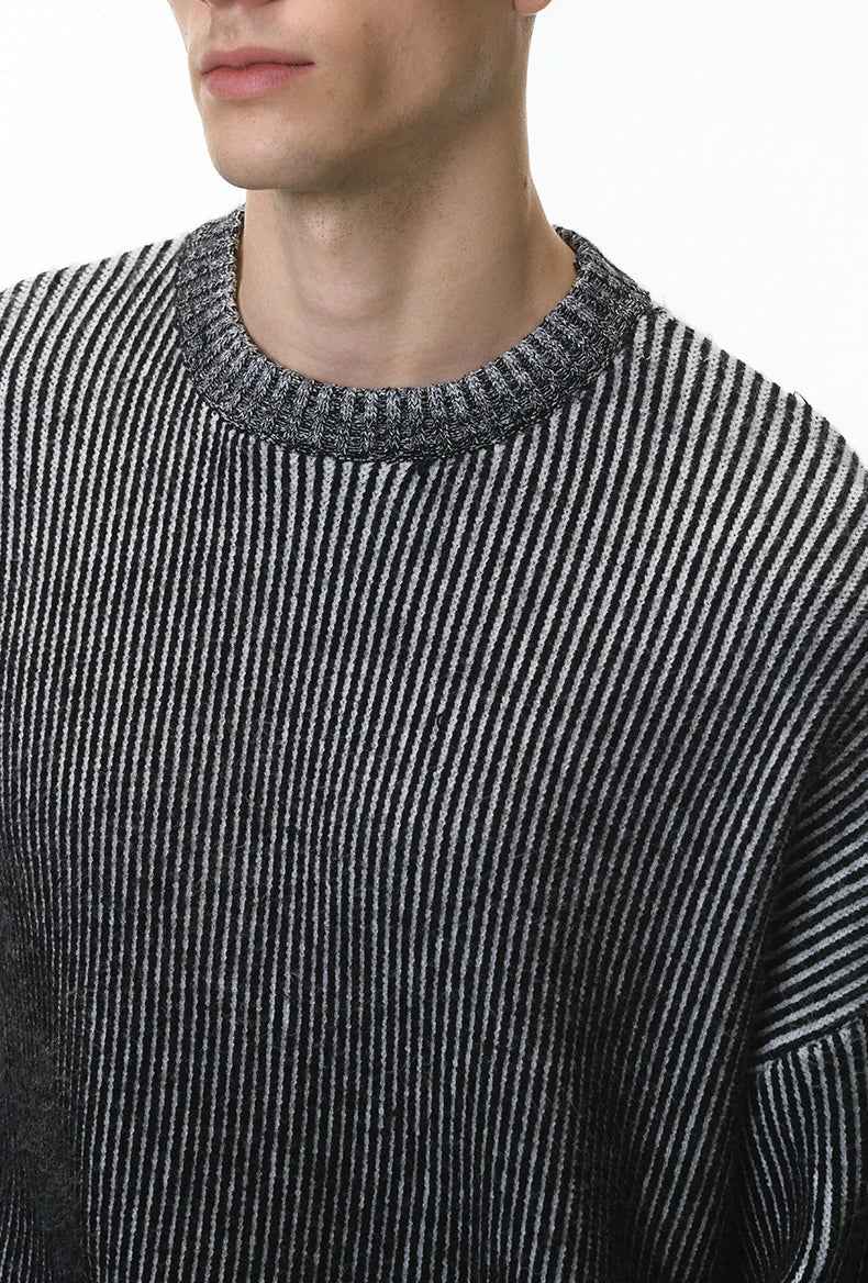 Streetwear Colorblock Loose Crewneck Knit Sweater