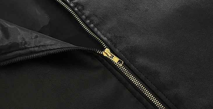 Streetwear American Motorcycle Leather Zipper Jacket