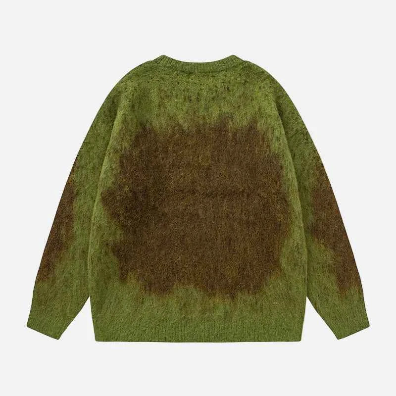 Streetwear Gradient Ombre Fuzzy Knit Sweater