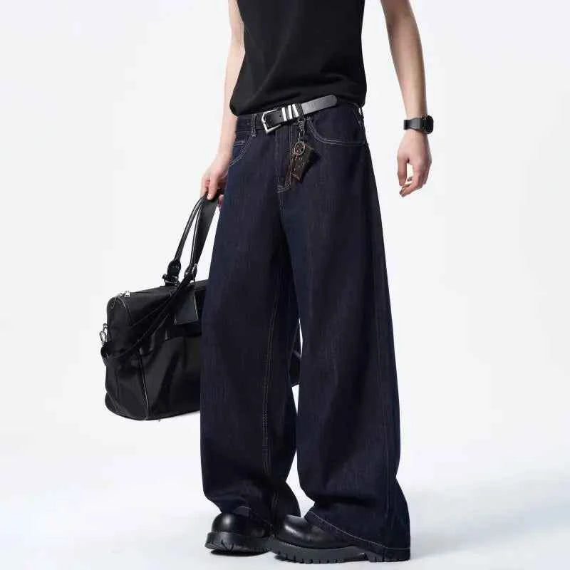 Classic Loose Dark Blue Straight Jeans