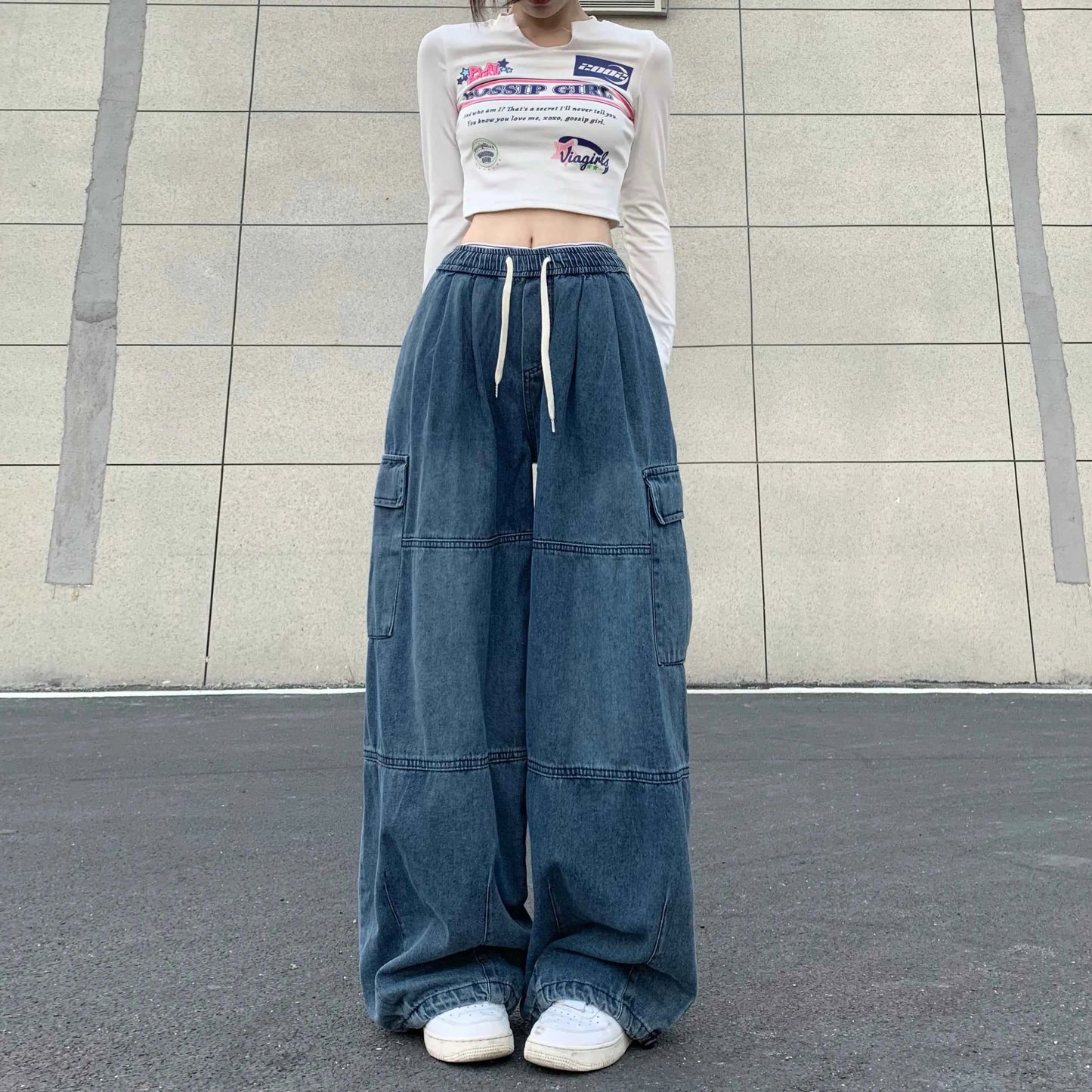 Y2K Effortless Wide Leg Cargo Jeans