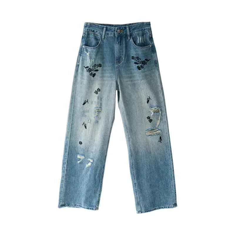 Vintage Distressed White Western Jeans