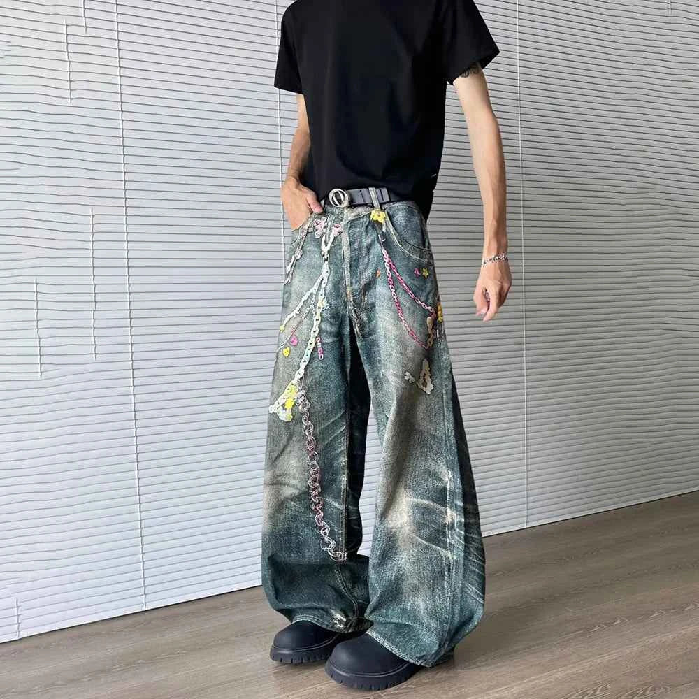 Durable Slim Fit Loose Fit Graphic Jeans