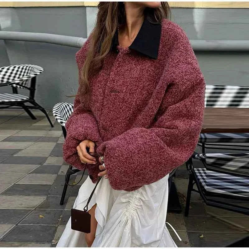 Women Chic Panelled with Turndown Collar Jacket