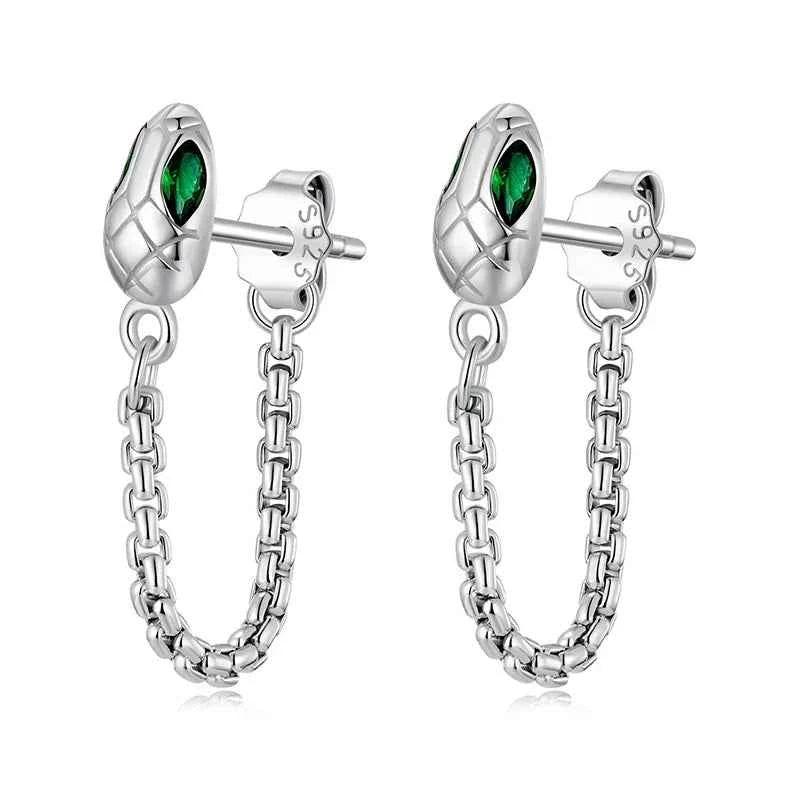 Unique Sterling Silver Snake Tassel Earrings