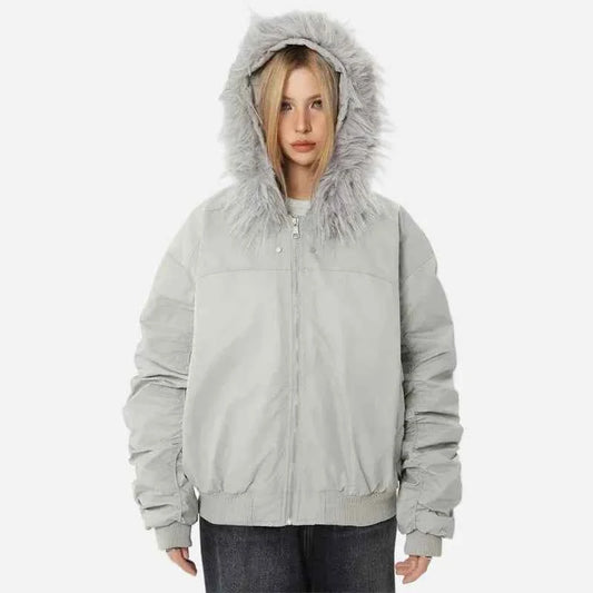Stylish Lightweight Padded Fur Down Jacket