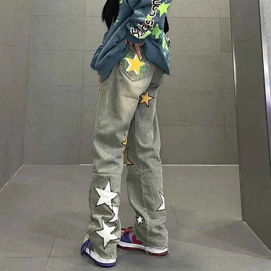 High Waist Vintage Star Hip Hop Jeans