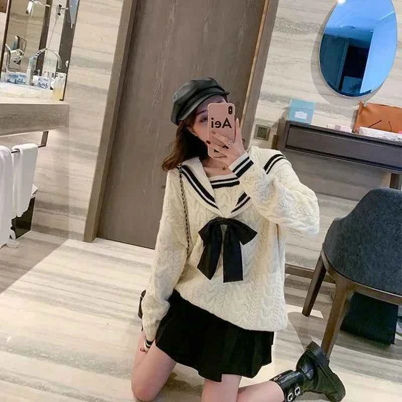 Women Cozy Cool Oversize Knitted V-Neck Sweater