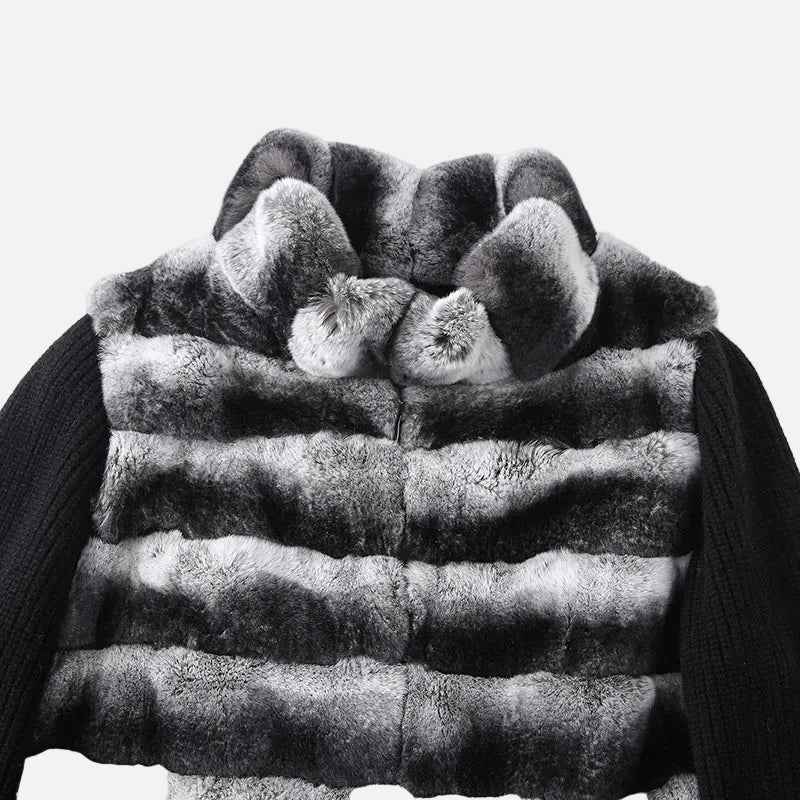 Luxury Wool Rabbit Fur Knitted Cardigan
