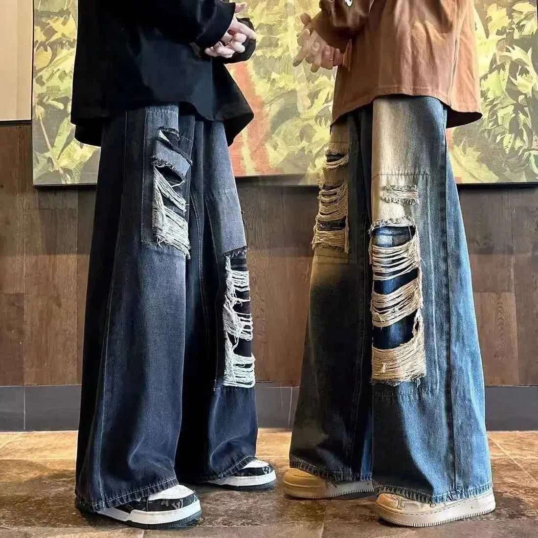 Retro High Street Hip Hop Ripped Jeans