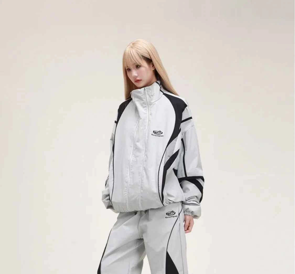 Y2K High-Quality Retro Patchwork Windbreaker Jacket