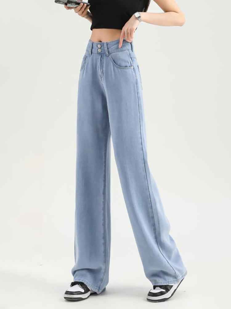 Women Comfort Thin Summer Style High Waist Jeans