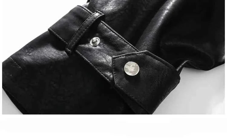 Streetwear High Collar Motorcycle Leather Jacket