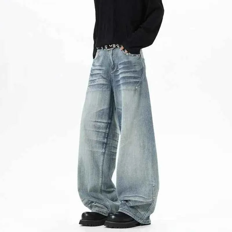 Korean Style Washing Moustache Effect Denim Jeans