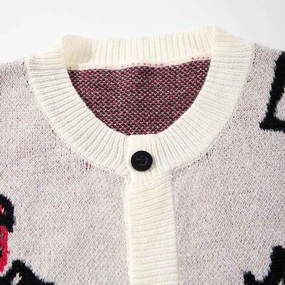 Oversized Hip Hop Cartoon Graphic Knit Cardigan
